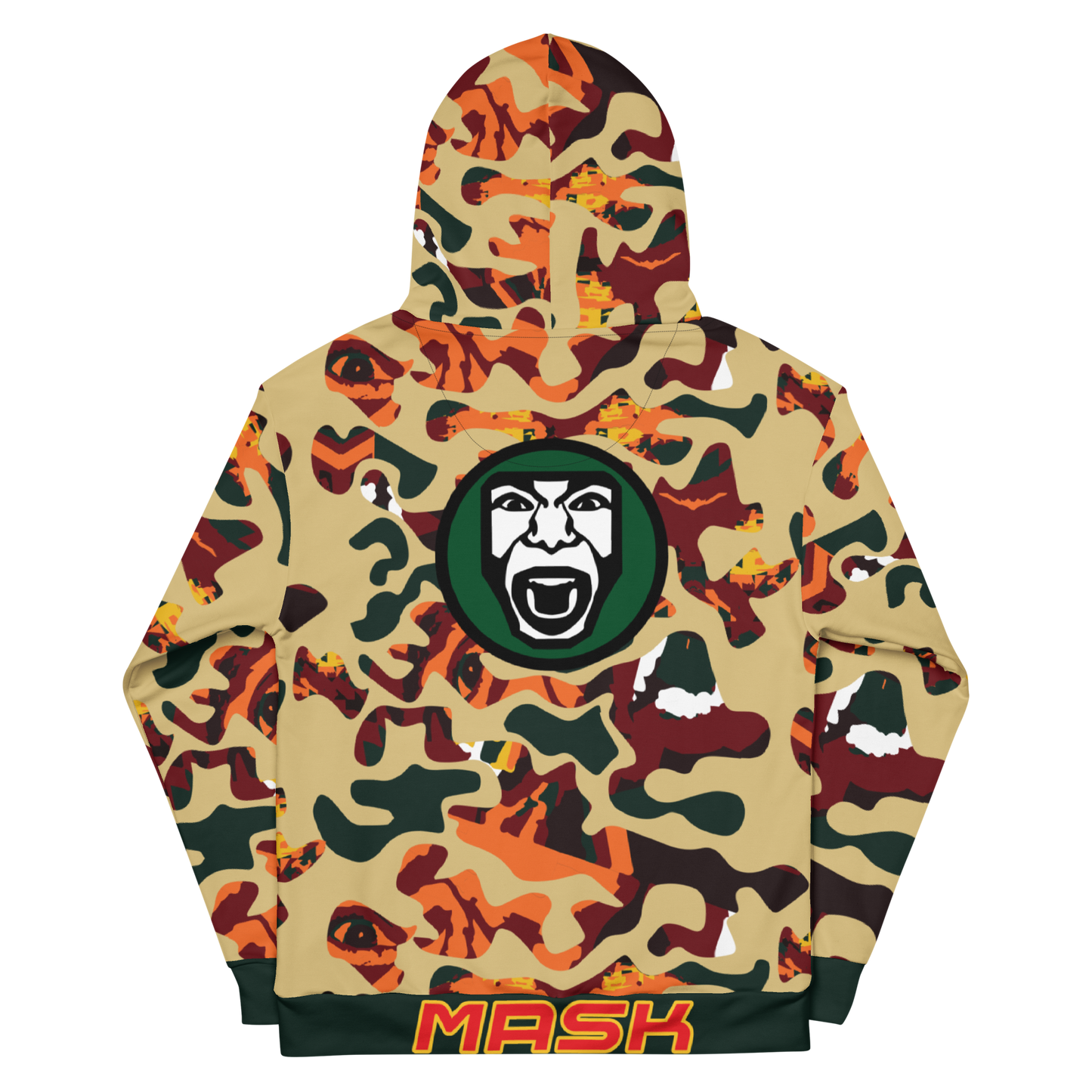 Khakifarbener Kapuzenpullover mit Camouflage-Muster