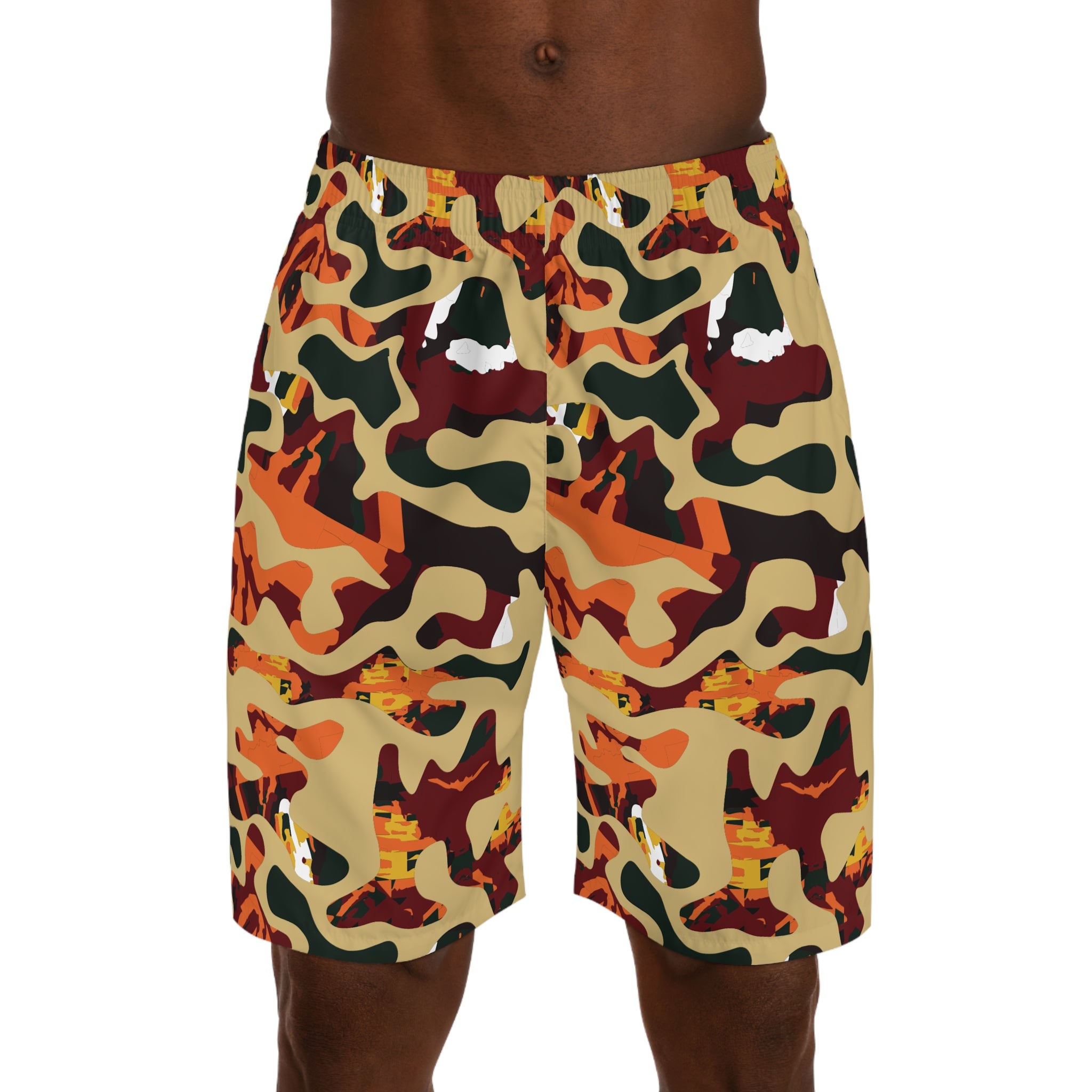 Lightweight Khaki Face Camo Jogger Shorts MASK STORE