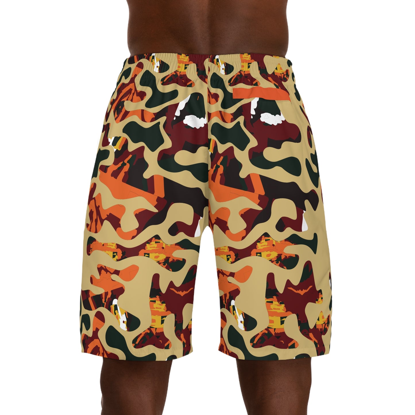 Lightweight Khaki Face Camo Jogger Shorts