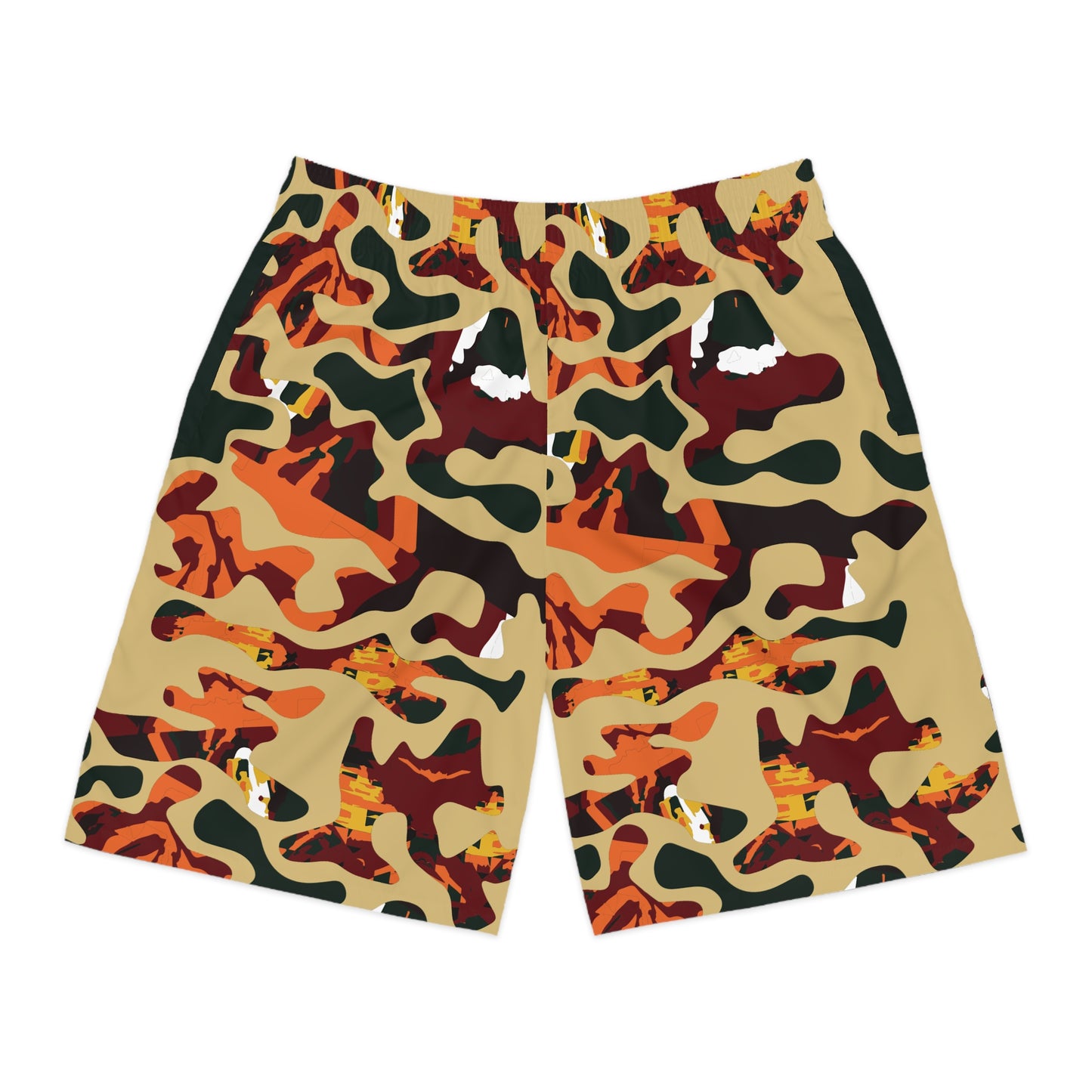 Lightweight Khaki Face Camo Jogger Shorts