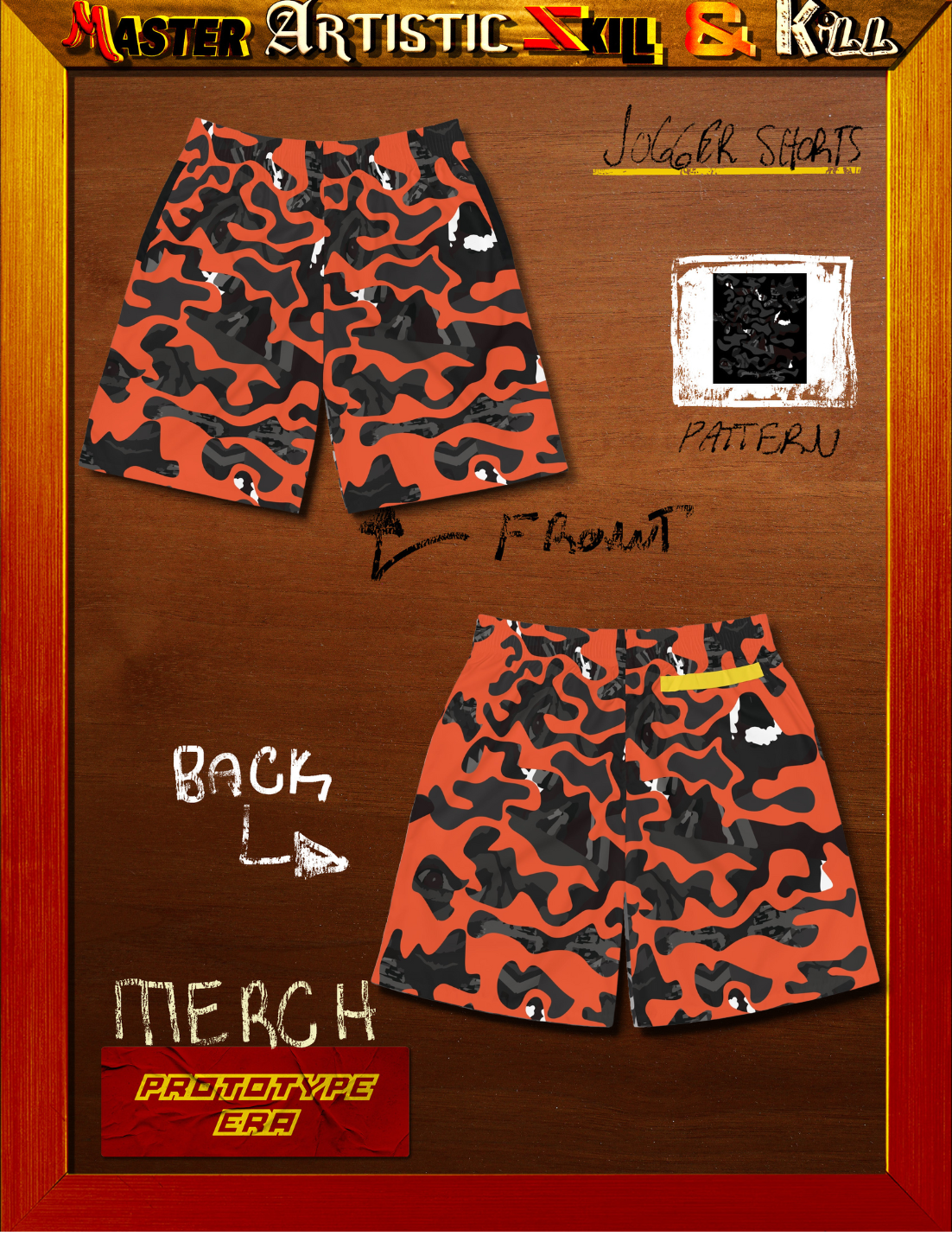 Lightweight Orange Face Camo Jogger Shorts