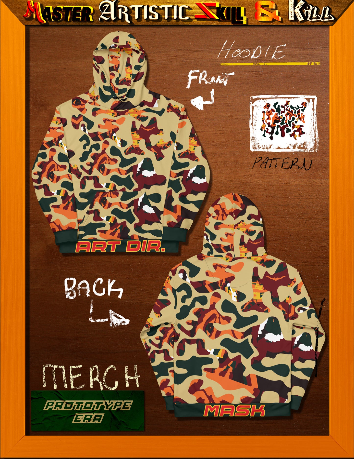 No Face Logo Khaki Face Camo Hoodie