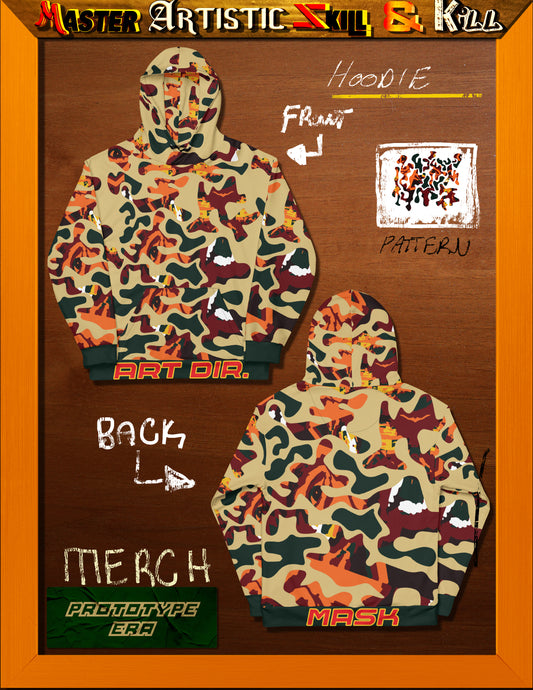 No Face Logo Khaki Face Camo Hoodie