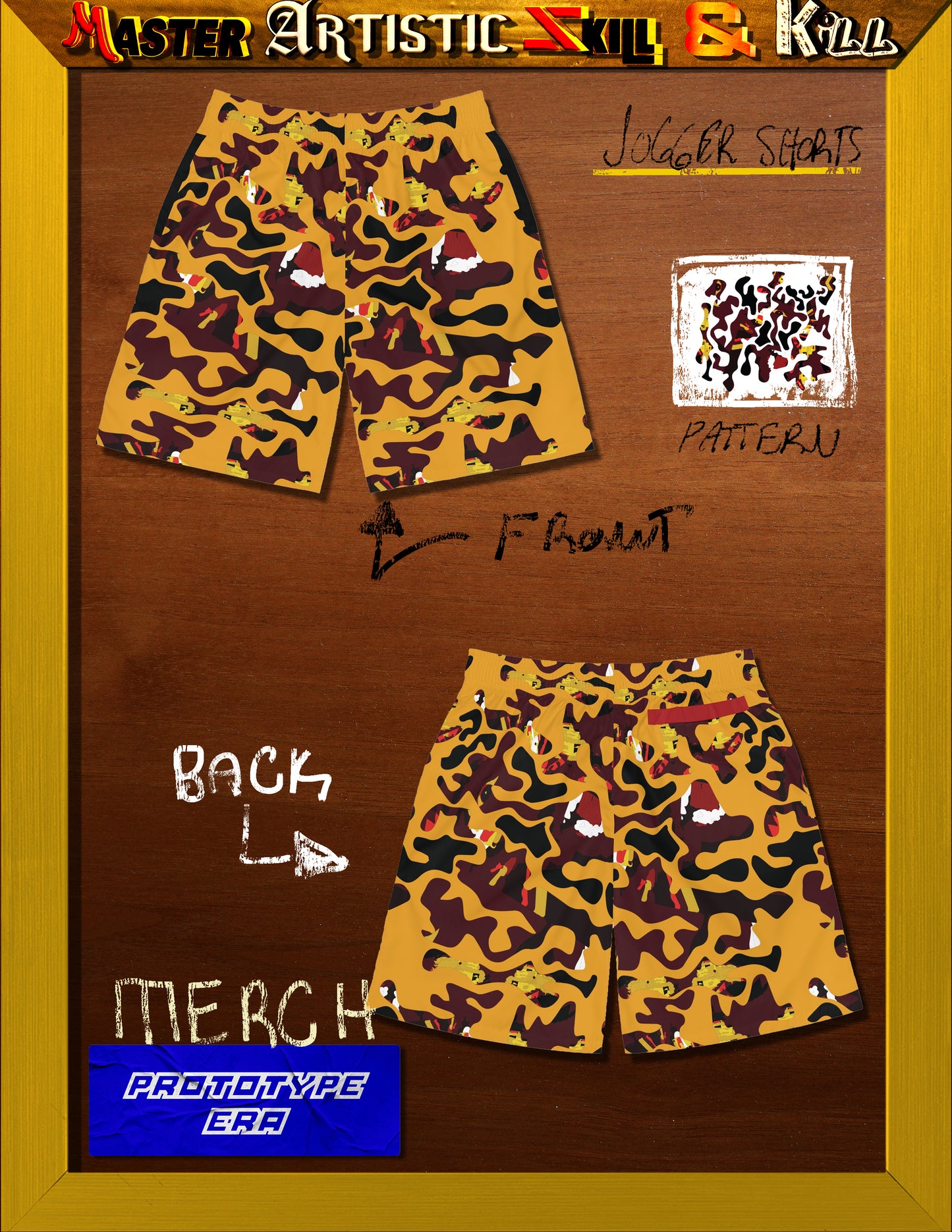 Lightweight Yellow Face Camo Jogger Shorts