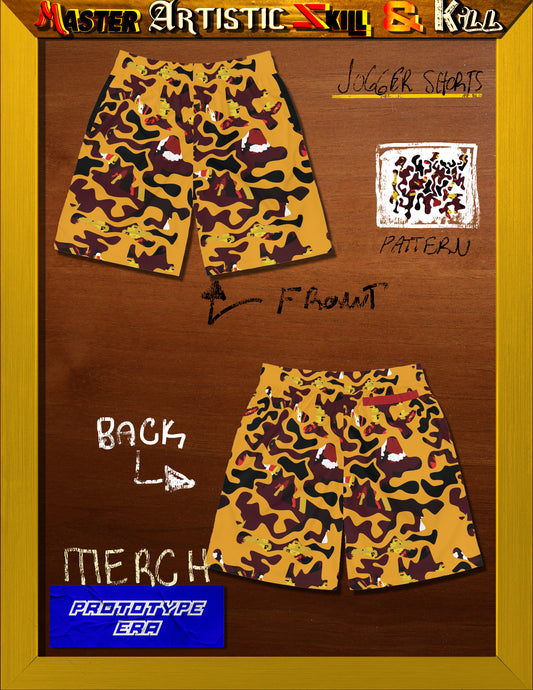 Lightweight Yellow Face Camo Jogger Shorts