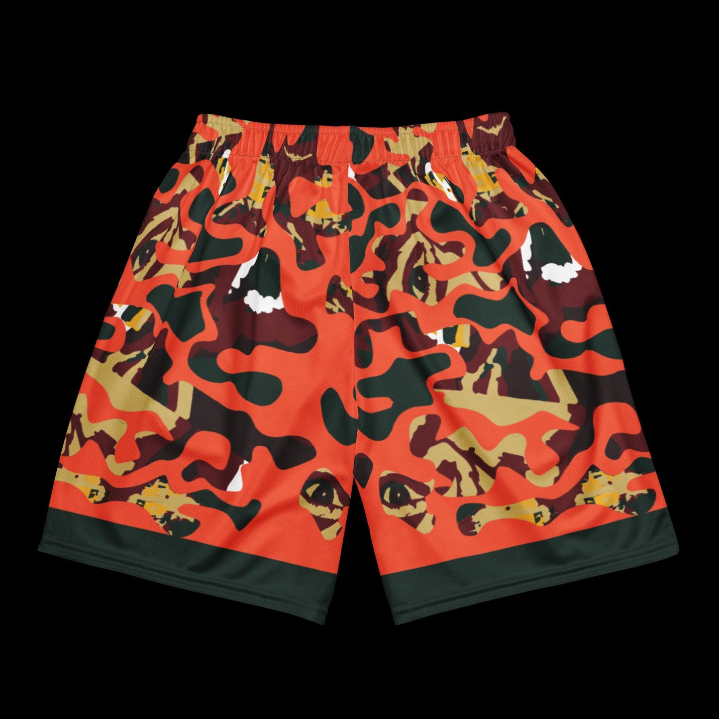 Lightweight Orange Face Camo Unisex Mesh Shorts