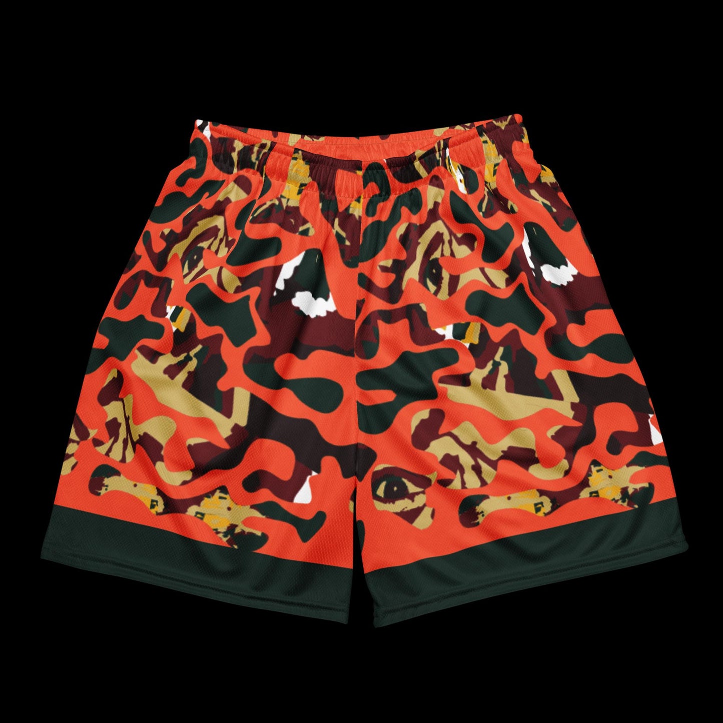 Lightweight Orange Face Camo Unisex Mesh Shorts