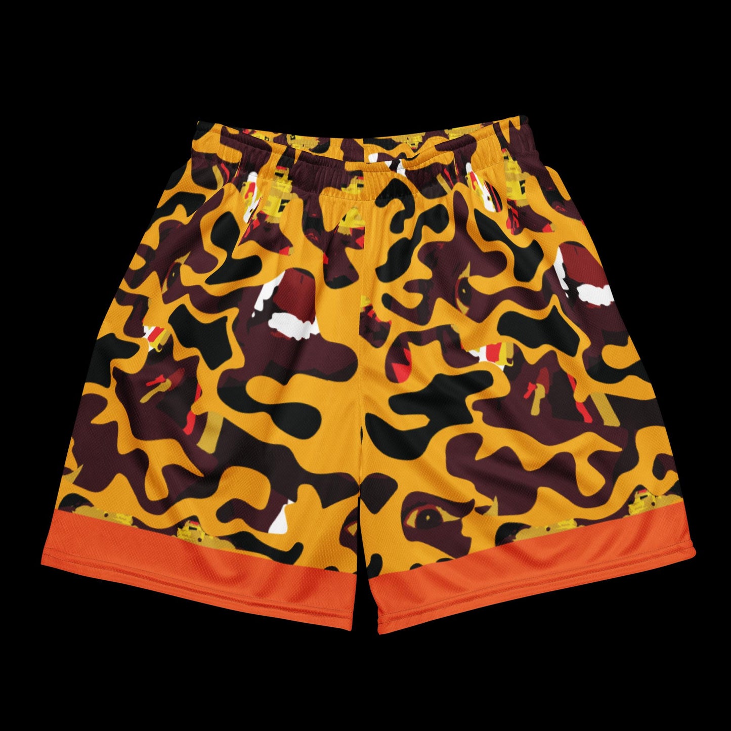 Lightweight Yellow Face Camo Unisex Mesh Shorts