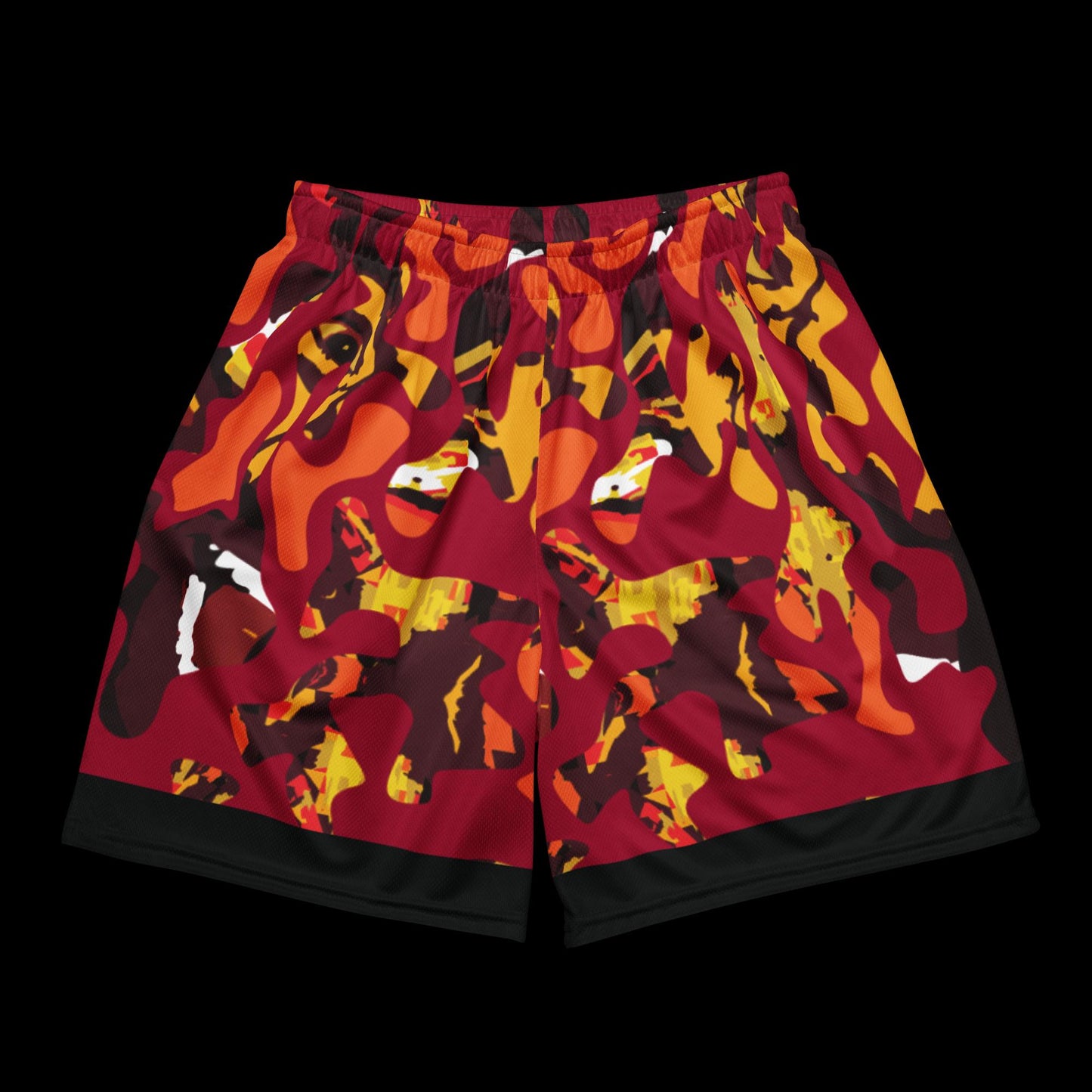 Lightweight Red Face Camo Unisex Mesh Shorts