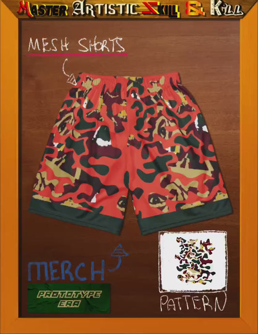 Lightweight Orange Face Camo Unisex Mesh Shorts